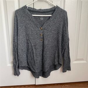 Gray Button-Up Knit Sweater